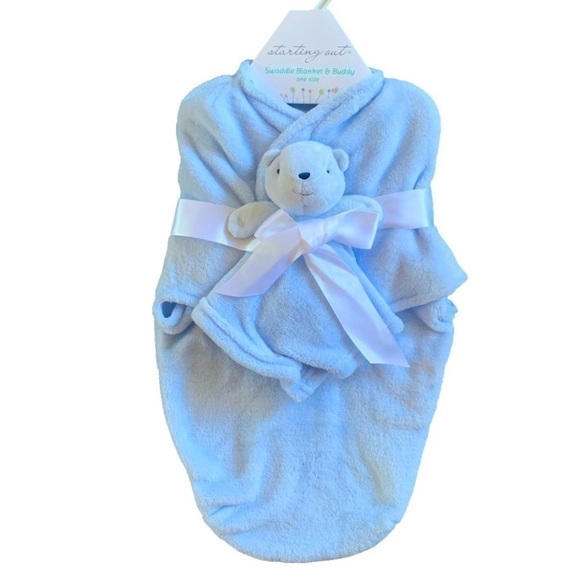 Starting Out Other - Starting Out Blue Fleece Swaddle Blanket & Buddy One Size